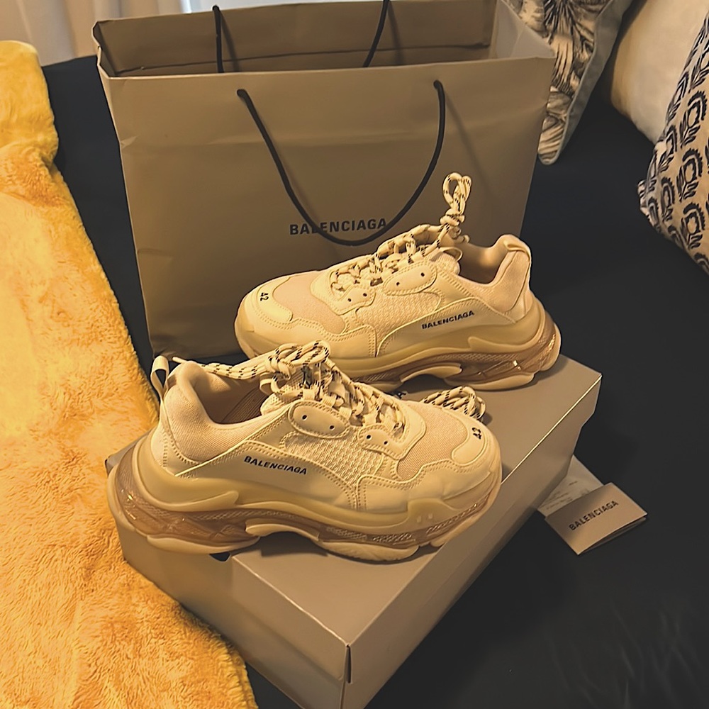 Balenciaga, triple S sneaker, clear soul, leather free/washed off white
